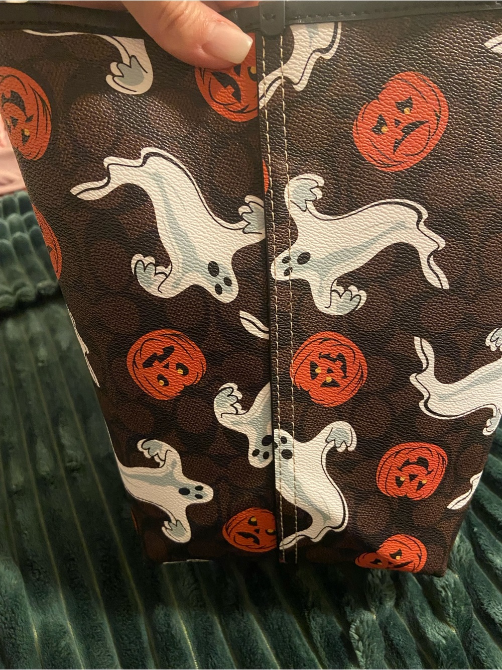 Coach Brown Halloween Ghost & Pumpkin Tote - Picture 6 of 9